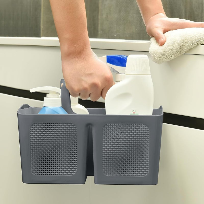 A-Link Portable Shower Caddy Basket with Compartments, Plastic Divided Cleaning Caddy Organizer Storage Tote with Handle for Bathroom, College, Dorm Room Essentials, Dark Gray - Image 4